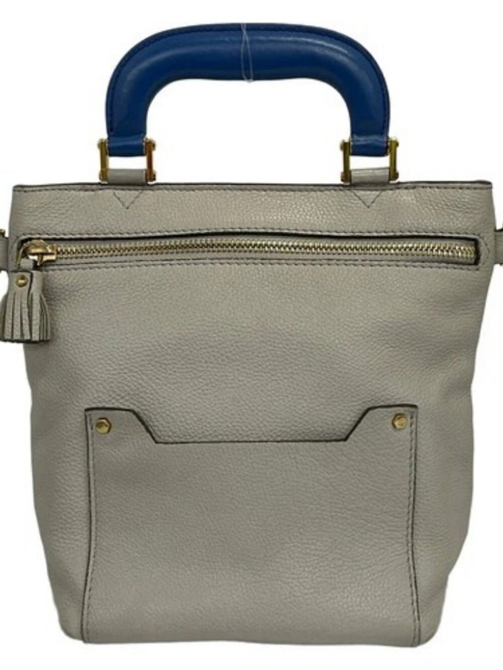 Anya Hindmarch Gray Beige Blue Leather Handbag